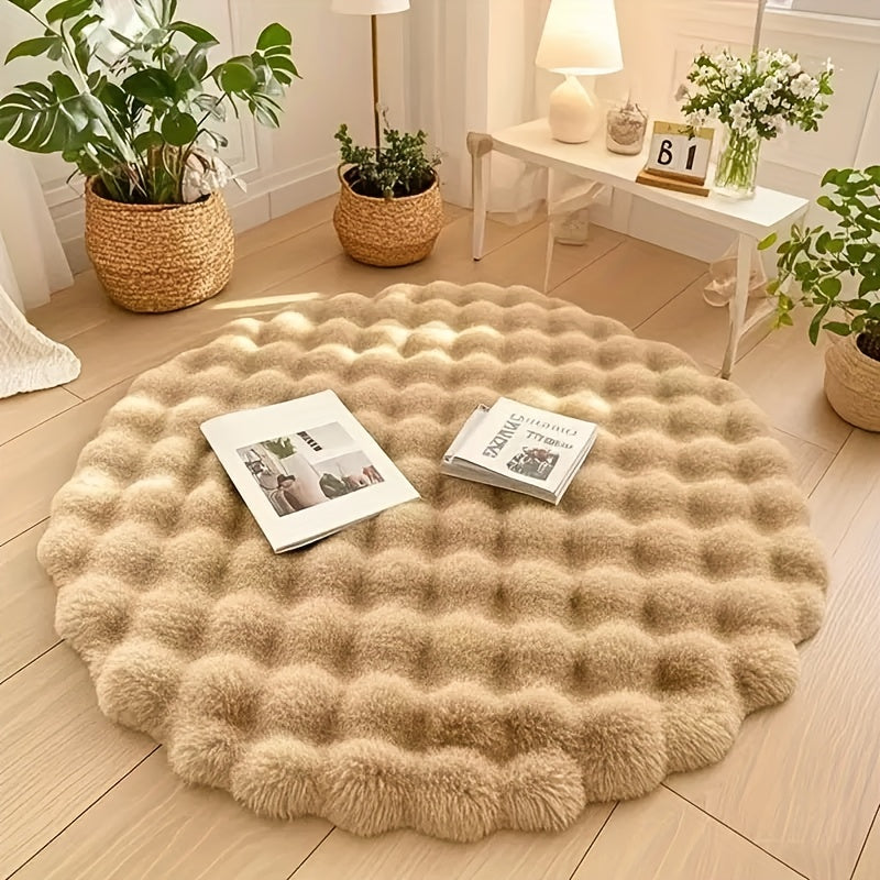 Askham Round Bubble Rug Fluffy Fleece Circle Carpet