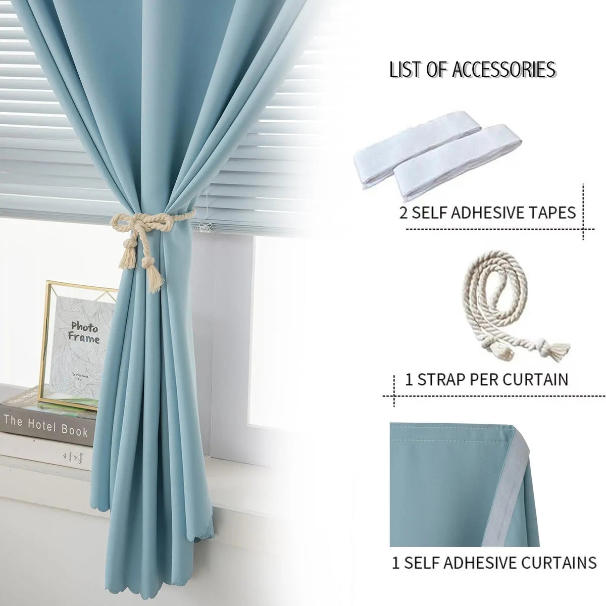 Keld Full Blackout Curtain Velcro Punch Free Sun Shield