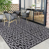 Bampton Reversible Outdoor Rug Black Grey Patio Mat