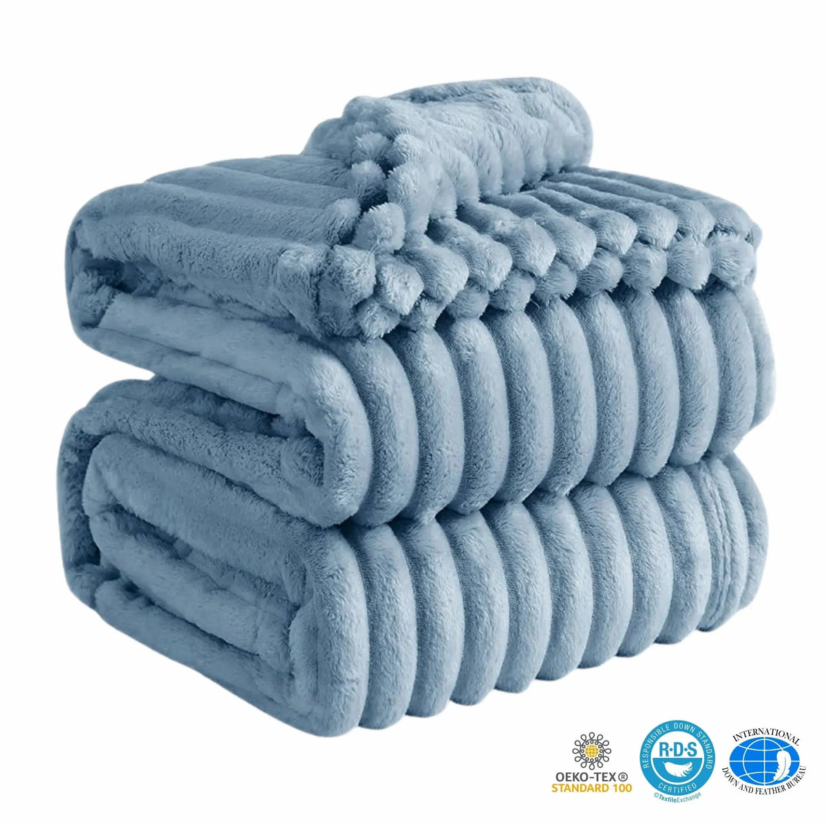Thaxted Faux Rabbit Fur Throw Blanket Plaid