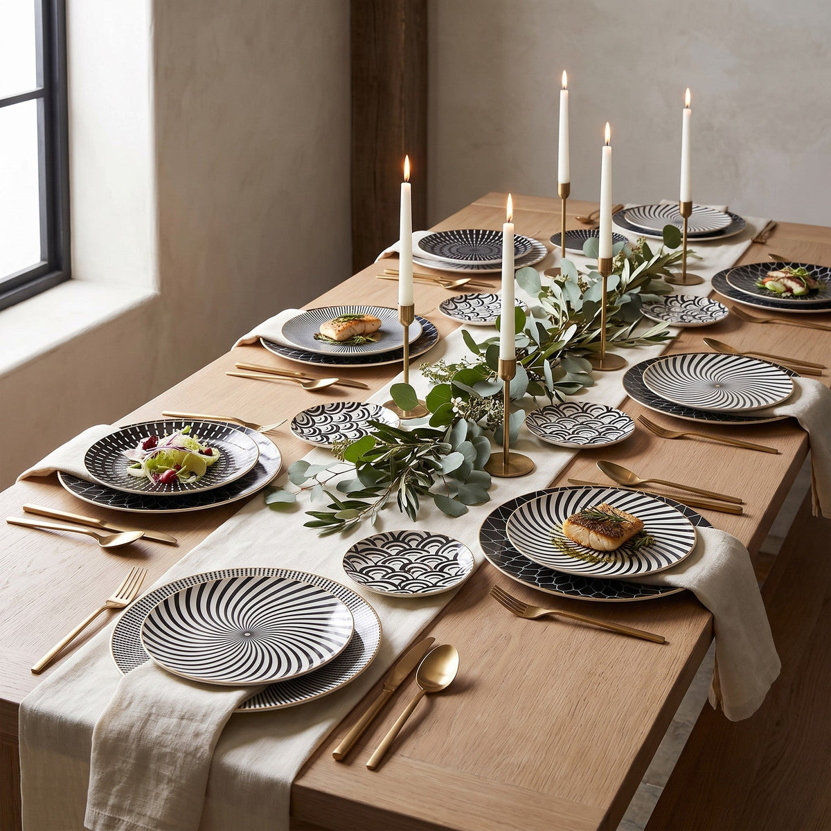 Euclid Dinner Plate Collection Six Patterned Designs