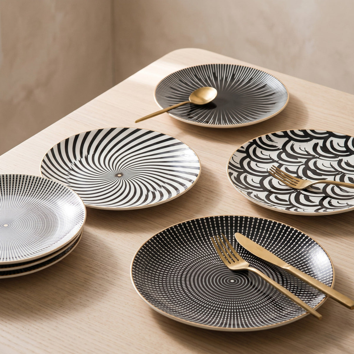 Euclid Dinner Plate Collection Six Patterned Designs