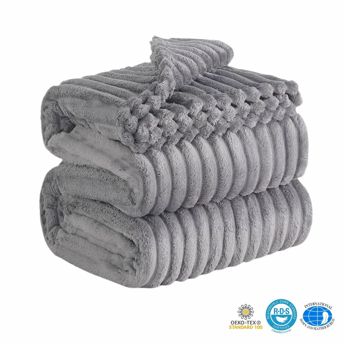 Thaxted Faux Rabbit Fur Throw Blanket Plaid