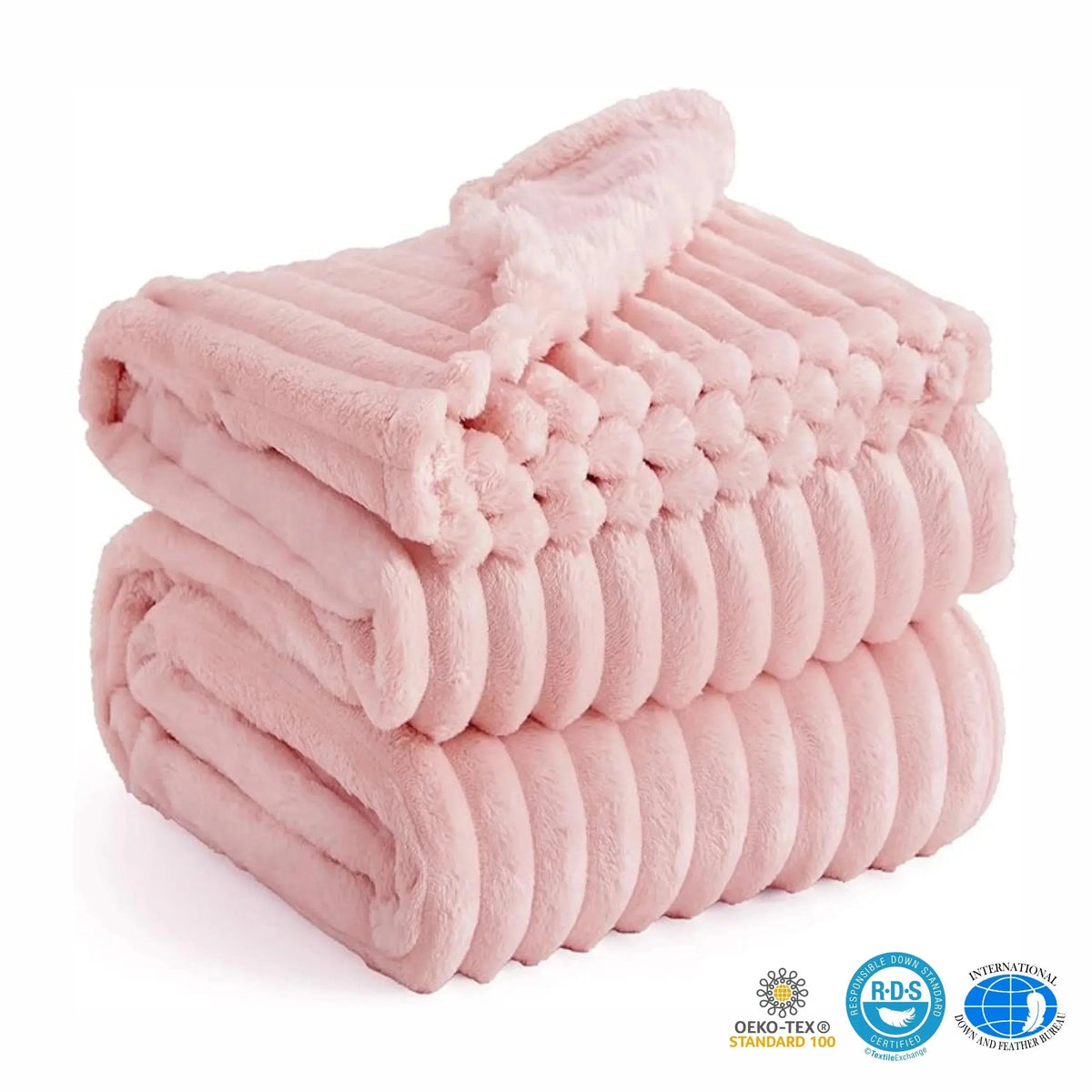 Thaxted Faux Rabbit Fur Throw Blanket Plaid