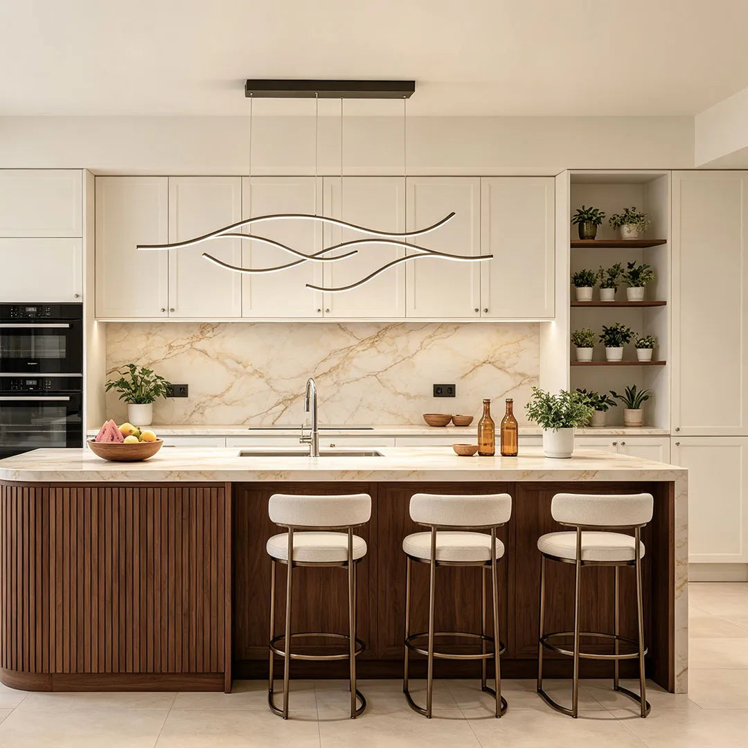 Buxton Wave LED Pendant Light Dimmable Metal Linear