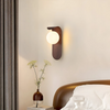 Icar Scandinavian Wall Lamp Curved Wood Frosted Glass Globe