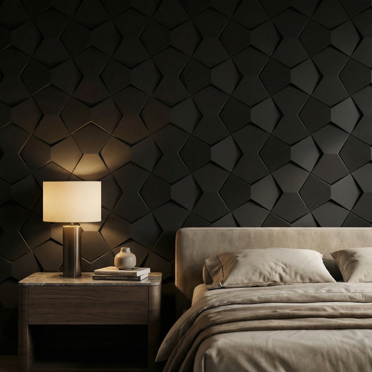 Richmond Bowtie 3D Leather Wall Panel Padded Geometric