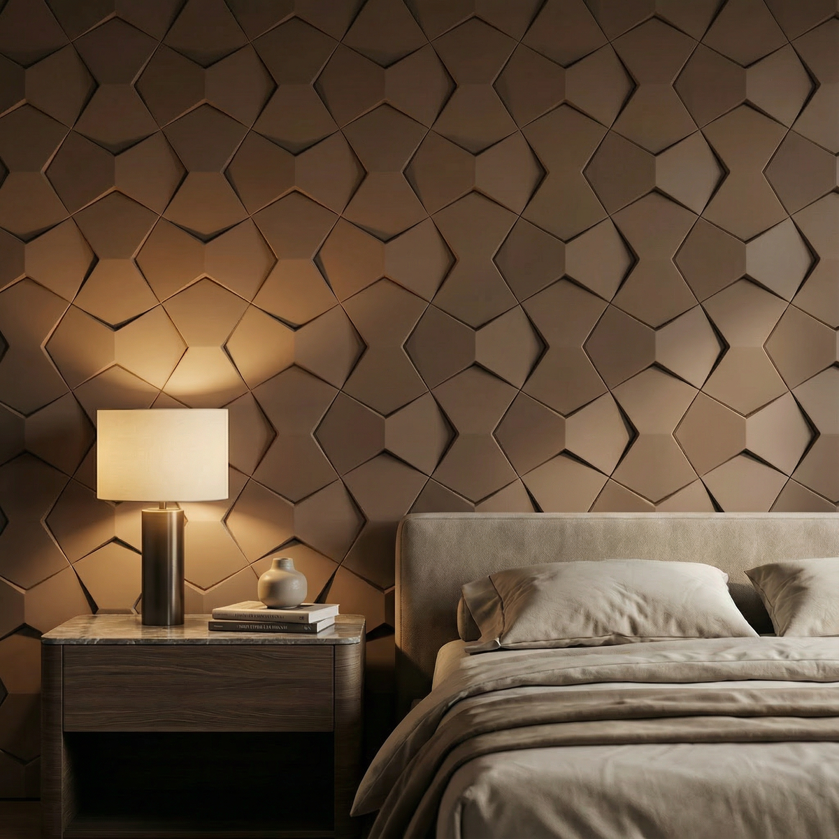 Richmond Bowtie 3D Leather Wall Panel Padded Geometric