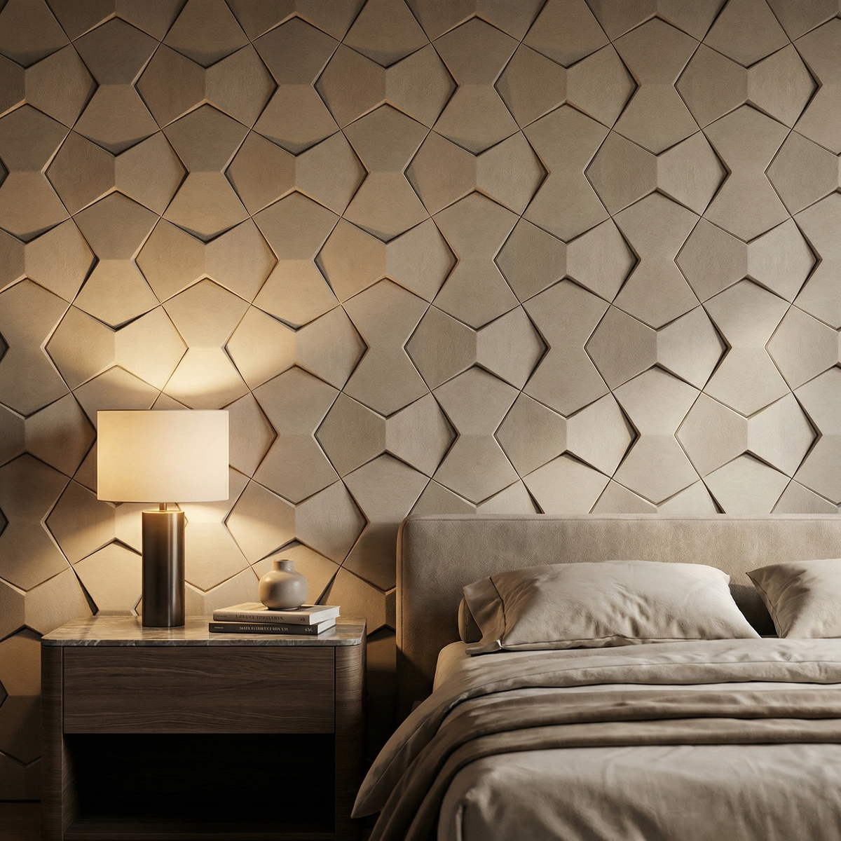 Richmond Bowtie 3D Leather Wall Panel Padded Geometric