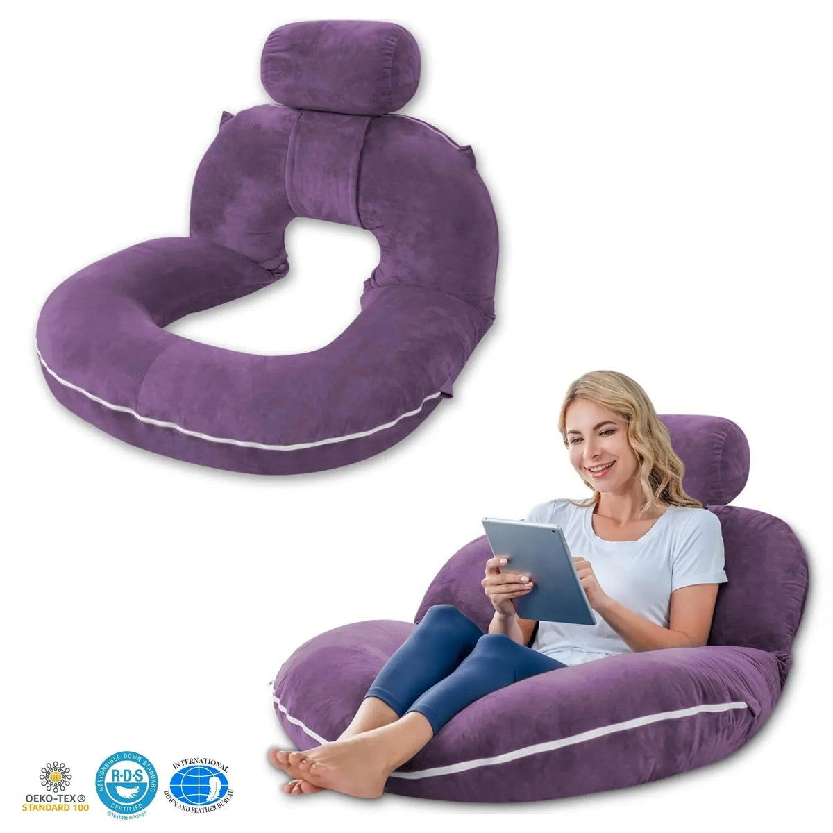 Wensley Adjustable Reading Pillow Folding U Shape Design
