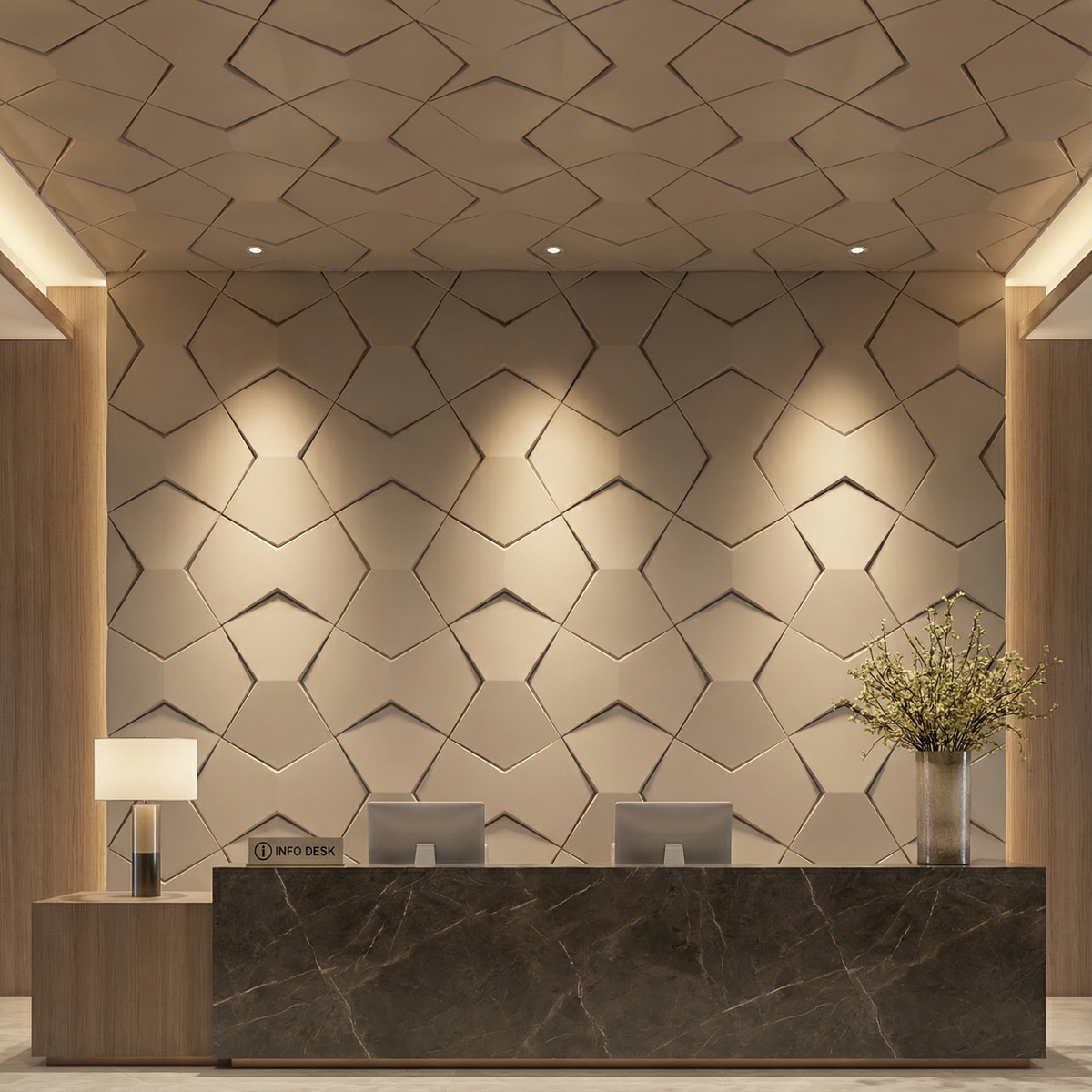 Richmond Bowtie 3D Leather Wall Panel Padded Geometric