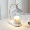 Vanessa Candle Warmer Lamp Pleated Shade Metal and Wood