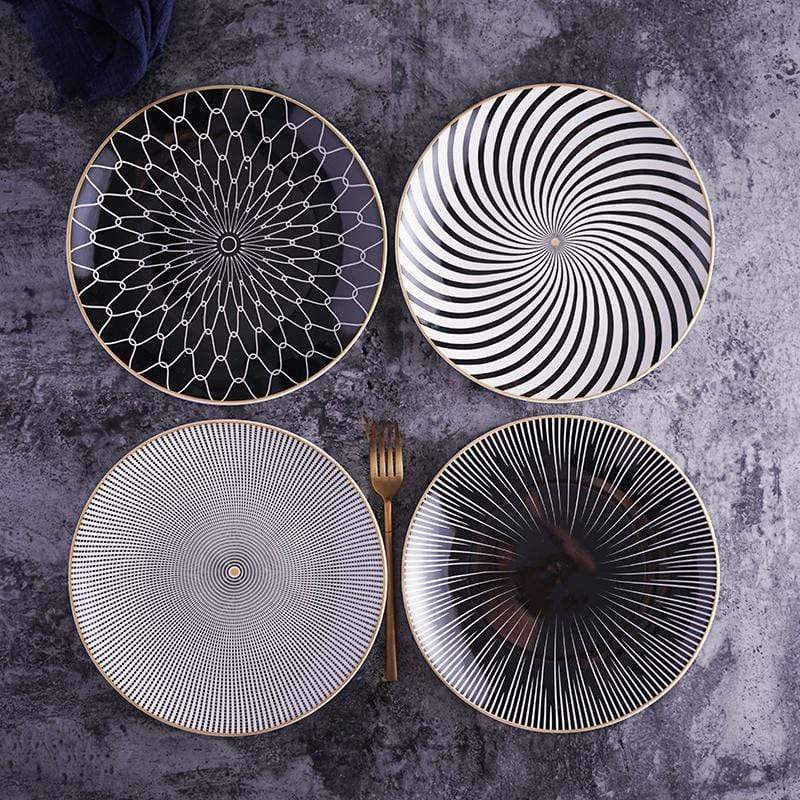 Euclid Dinner Plate Collection Six Patterned Designs