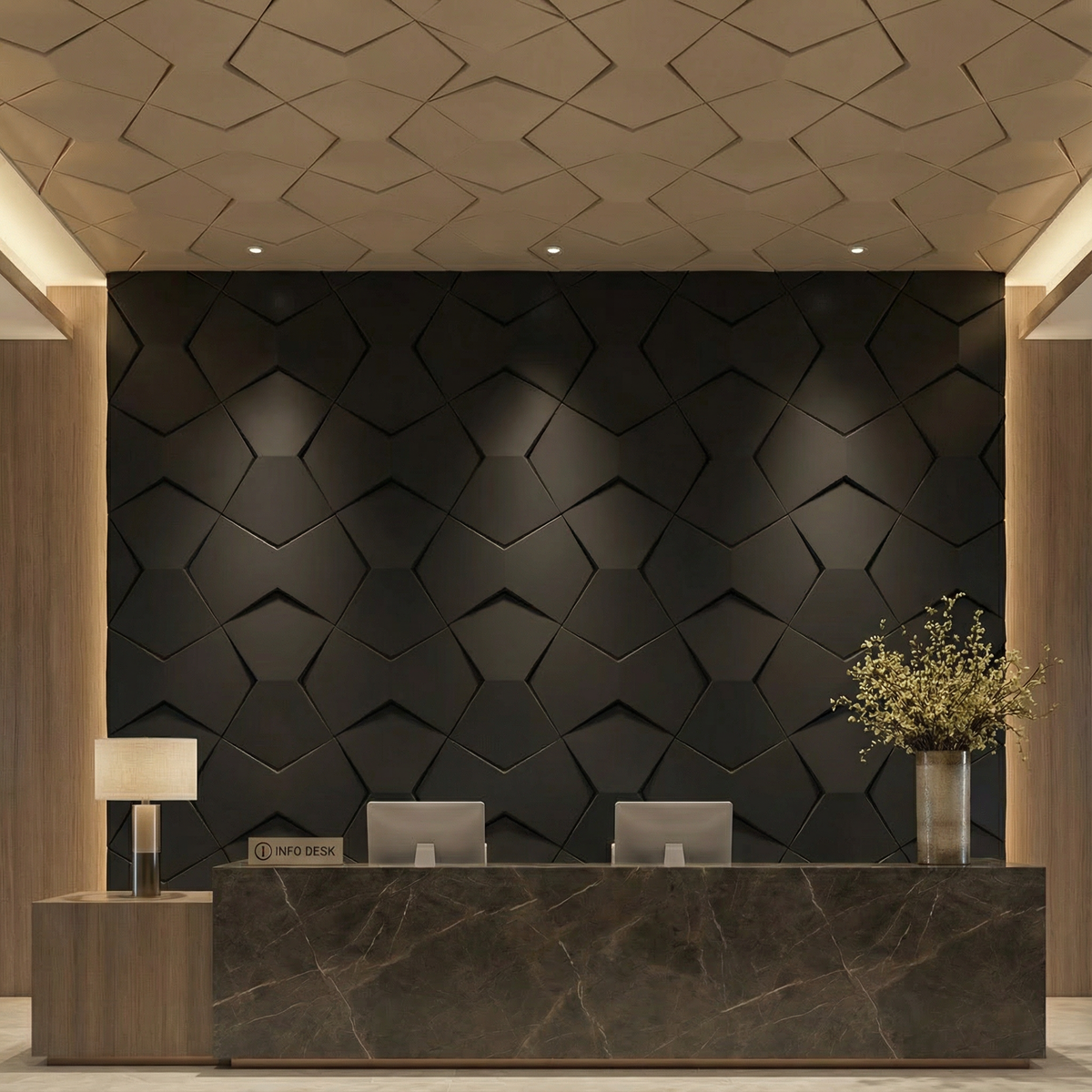 Richmond Bowtie 3D Leather Wall Panel Padded Geometric