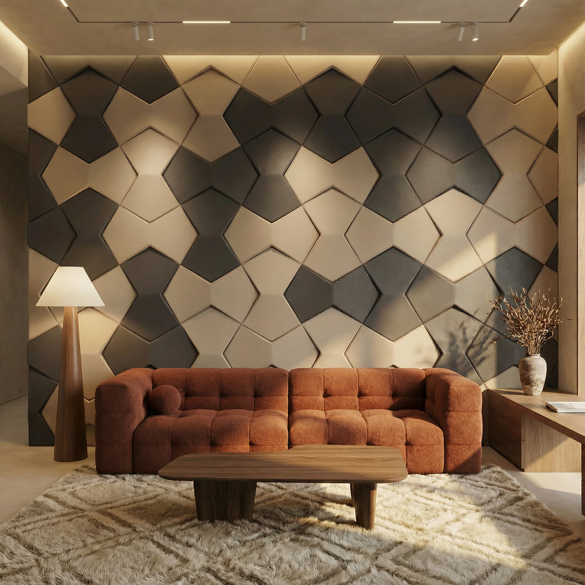 Richmond Bowtie 3D Leather Wall Panel Padded Geometric