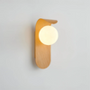 Icar Scandinavian Wall Lamp Curved Wood Frosted Glass Globe