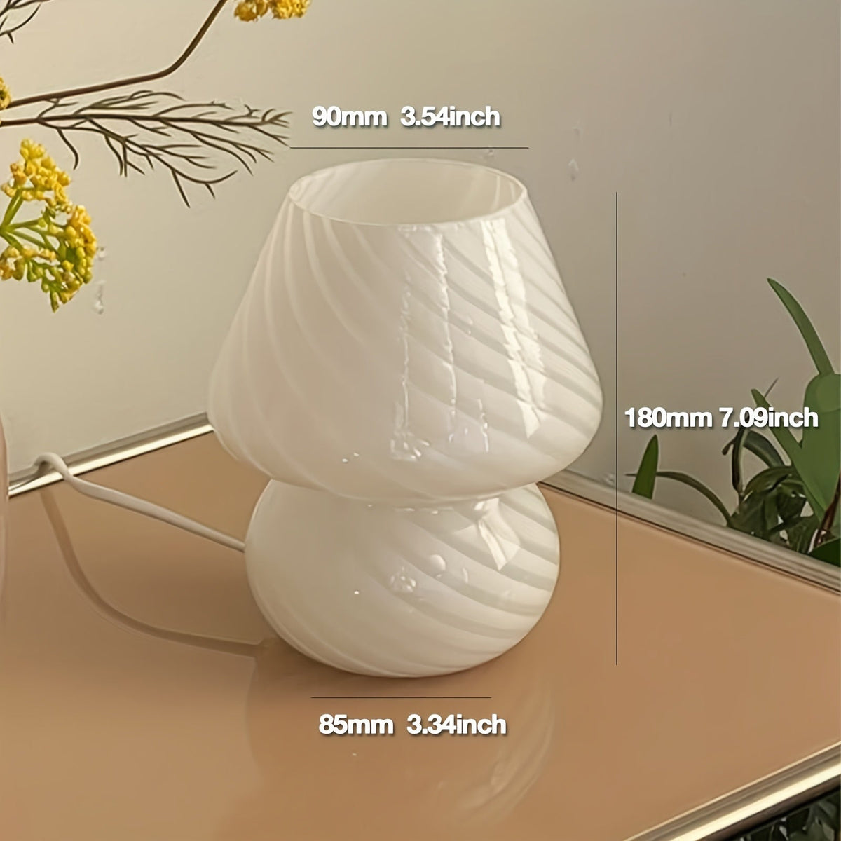 Ilkley Murano Style Glass Mushroom Lamp USB Dimmable
