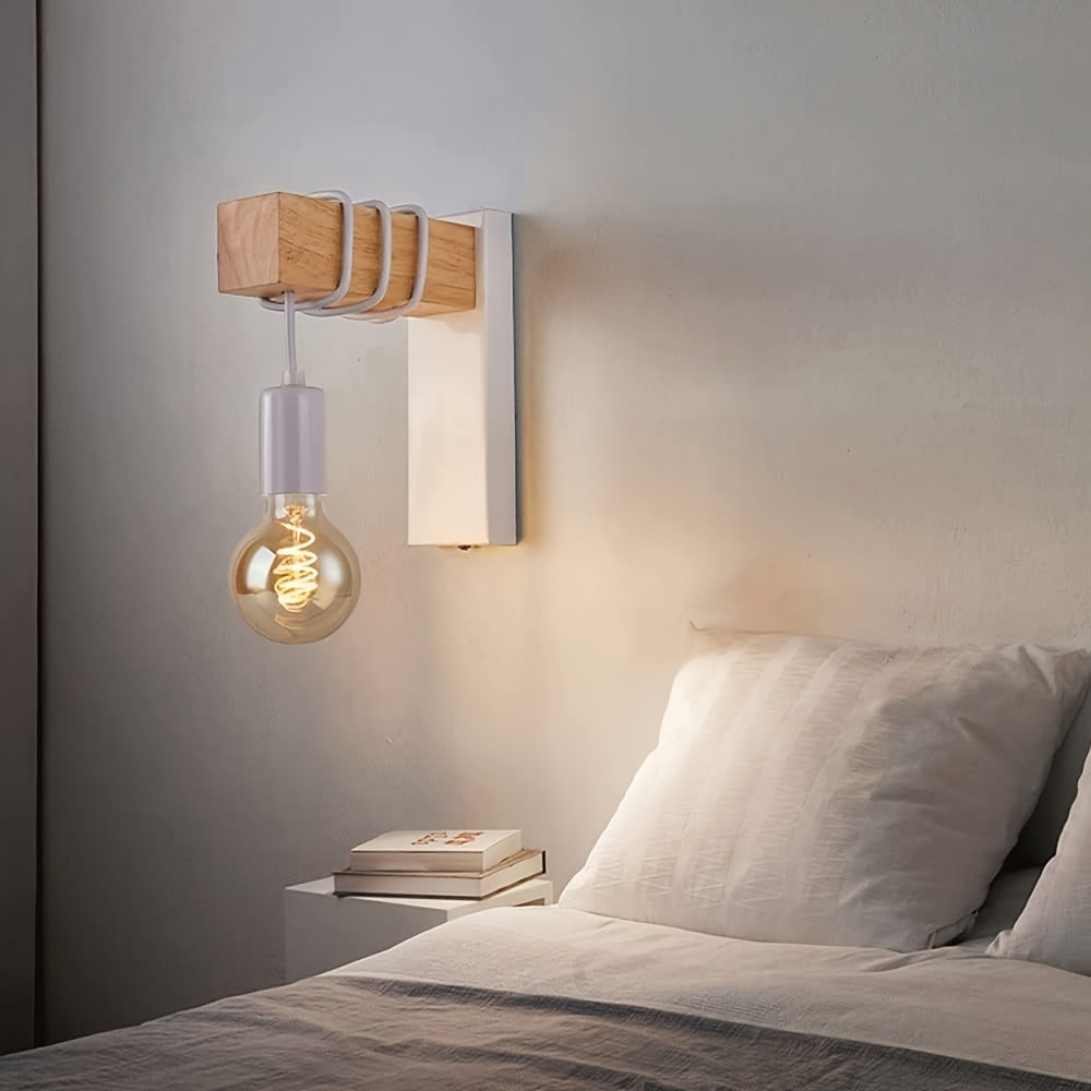 Kilnsey Industrial Wall Sconce Wood and Metal Exposed Bulb