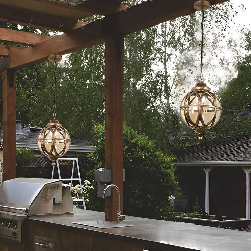 Tanfield Metal Orb Outdoor Pendant Light Globe Chain