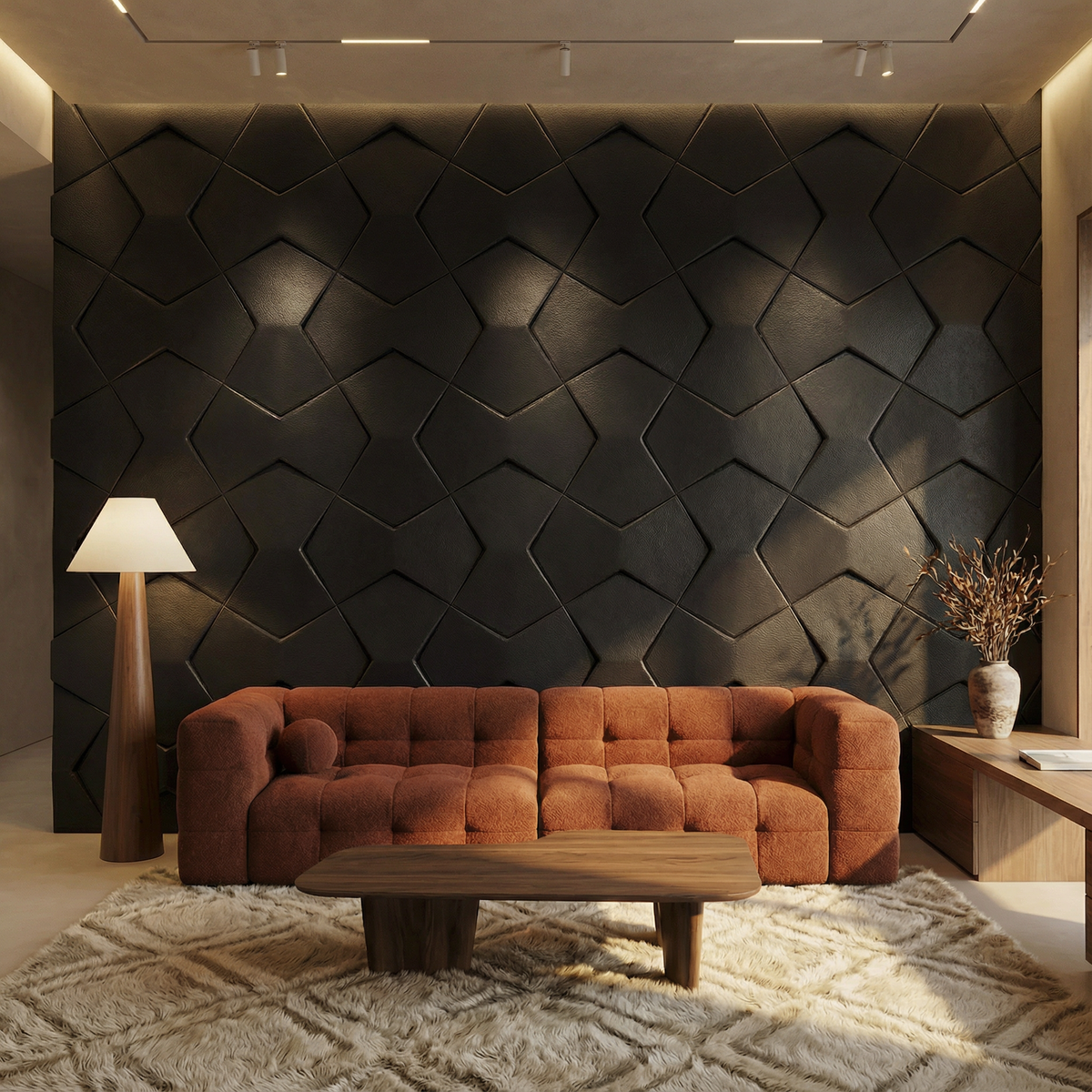 Richmond Bowtie 3D Leather Wall Panel Padded Geometric