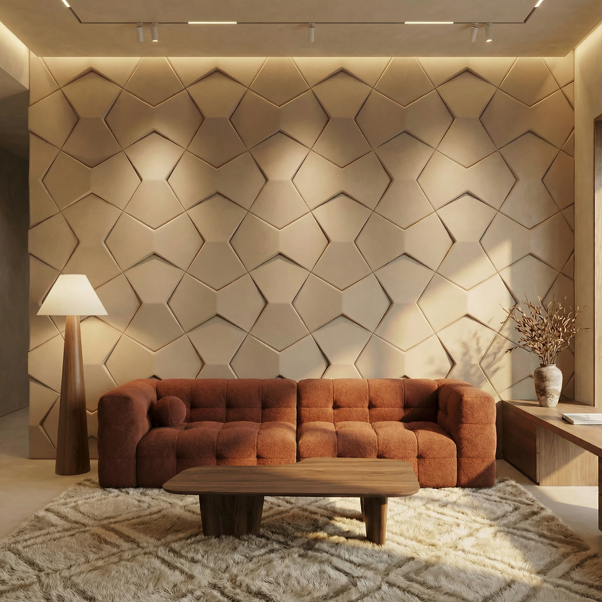 Richmond Bowtie 3D Leather Wall Panel Padded Geometric