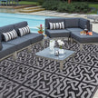Bampton Reversible Outdoor Rug Black Grey Patio Mat