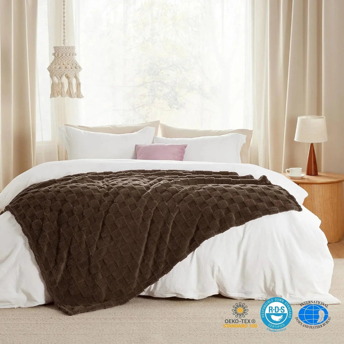 Dentdale Checkered Fleece Throw Blanket Soft Four Sizes