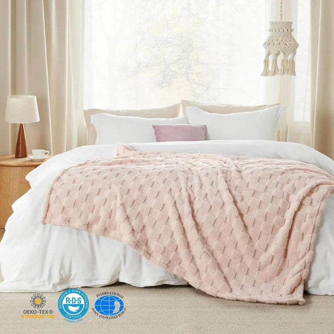 Dentdale Checkered Fleece Throw Blanket Soft Four Sizes