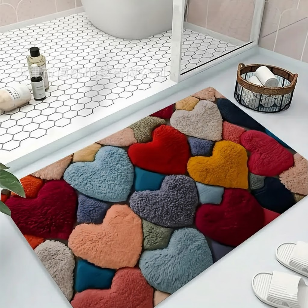 Hornsea Heart Pattern Door Mat Non-Slip Washable