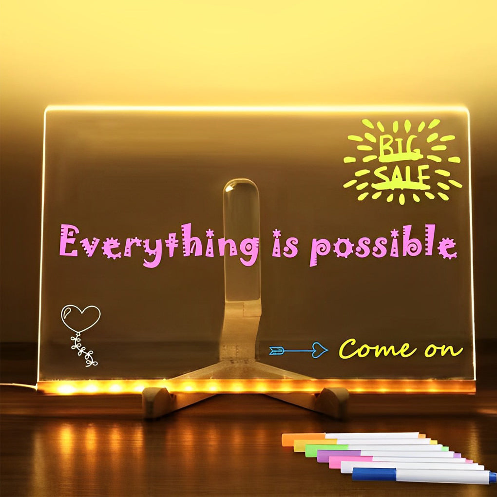 Easby LED Acrylic Message Board Lamp Set of 2 Writable