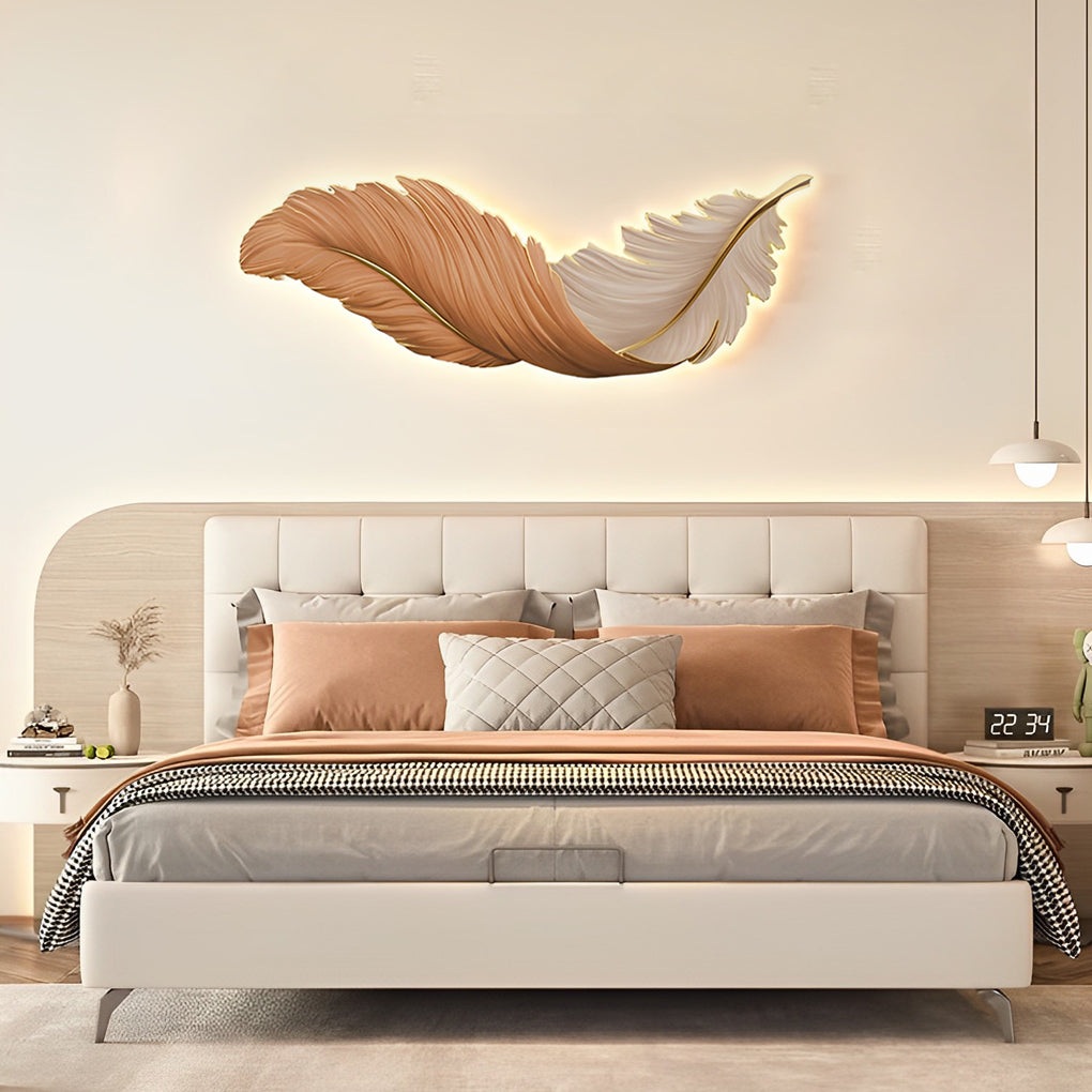 Grasmere Feather Wall Art Lamp LED Remote Dimmable Panel