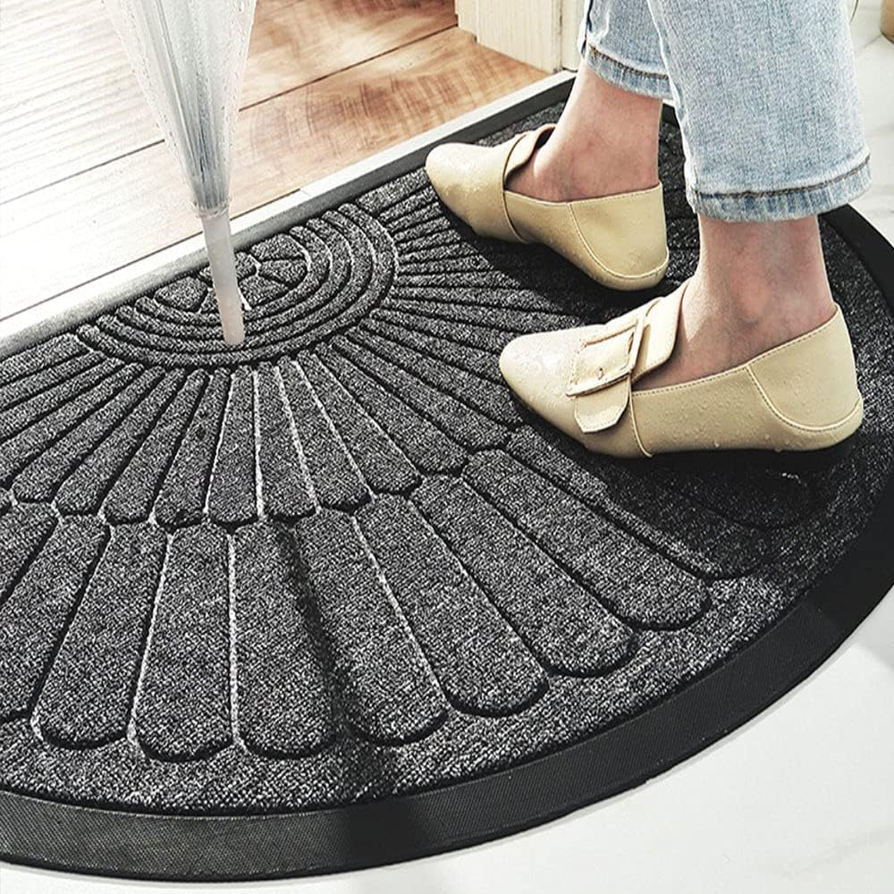 Hayling Semicircle Rubber Door Mat Non-Slip Dirt Trapping