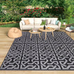 Bampton Reversible Outdoor Rug Black Grey Patio Mat