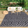 Bampton Reversible Outdoor Rug Black Grey Patio Mat