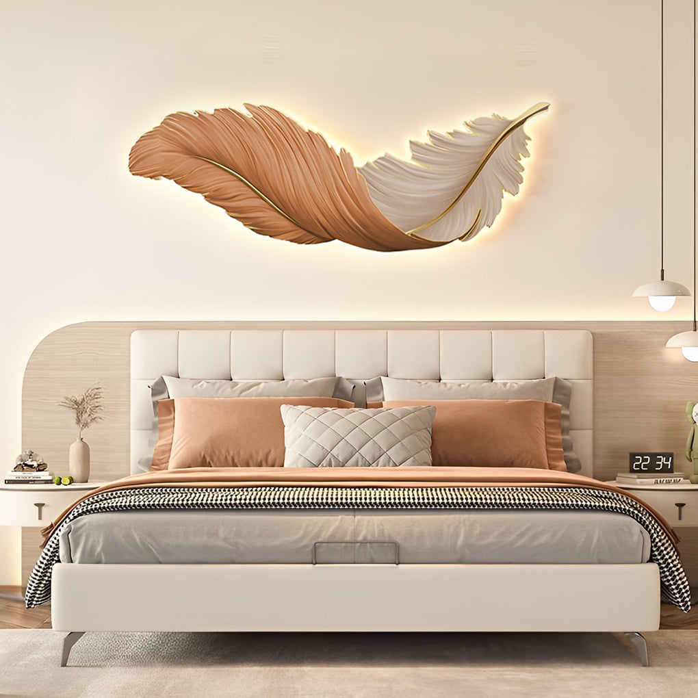 Grasmere Feather Wall Art Lamp LED Remote Dimmable Panel