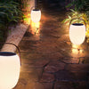 Craster Solar Floor Lantern White Wood Grain Portable LED