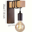 Kilnsey Industrial Wall Sconce Wood and Metal Exposed Bulb