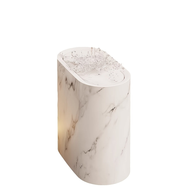 Selby Oval Bin with Lid Marble Effect Bathroom Waste Bin