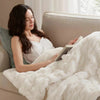 Kingsand Ruched Faux Fur Throw Blanket Double Sided