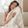 Kingsand Ruched Faux Fur Throw Blanket Double Sided