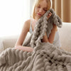 Thaxted Faux Rabbit Fur Throw Blanket Plaid