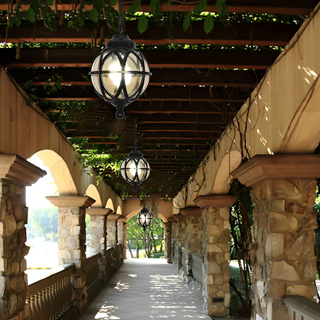 Tanfield Metal Orb Outdoor Pendant Light Globe Chain