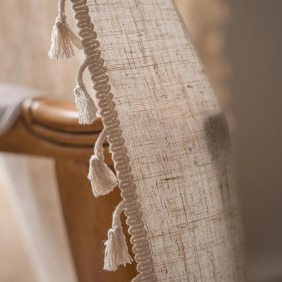 Rosedale Boho Tassel Linen Curtains Set of 2 Semi Blackout