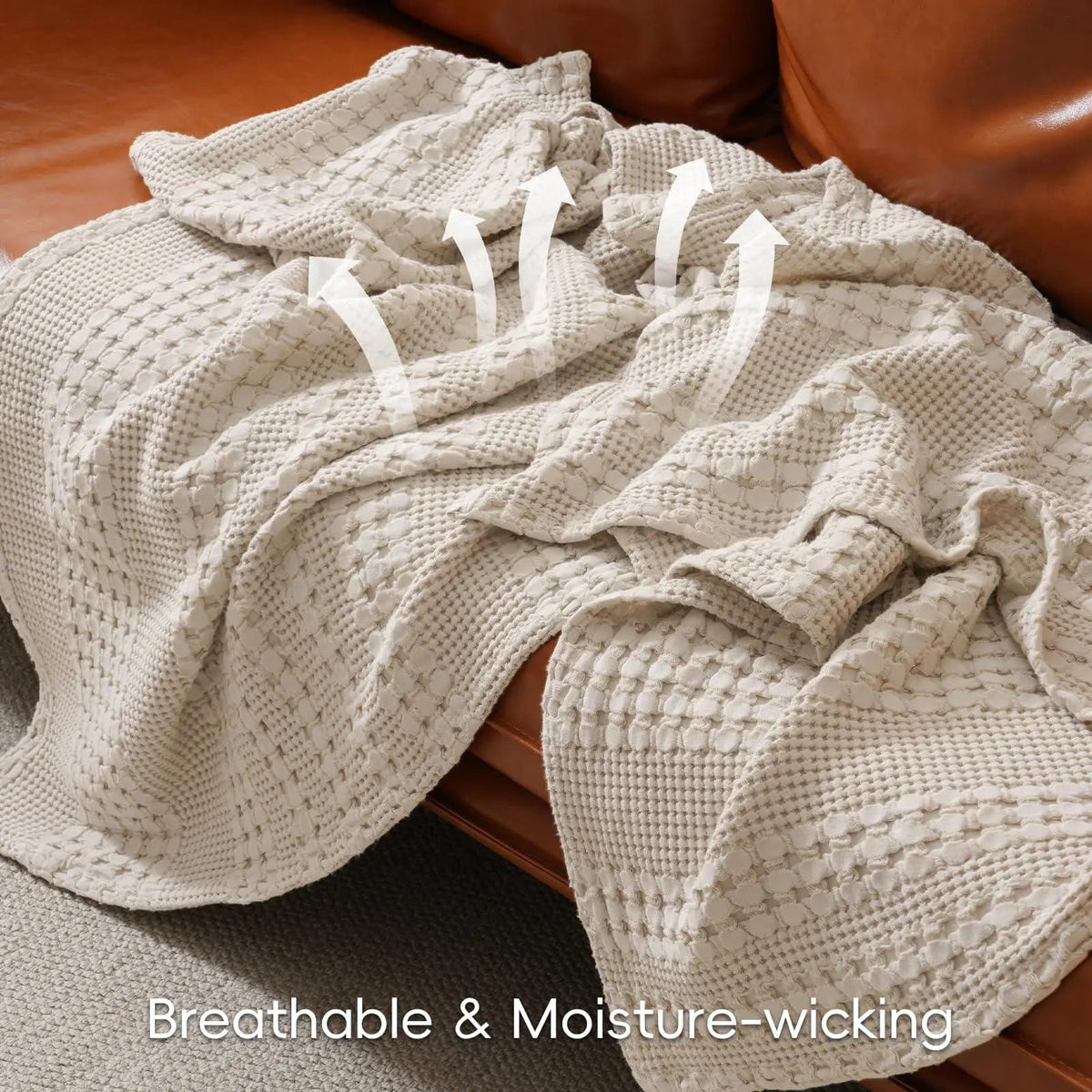 Broadway Cotton Waffle Blanket Lightweight Breathable Throw