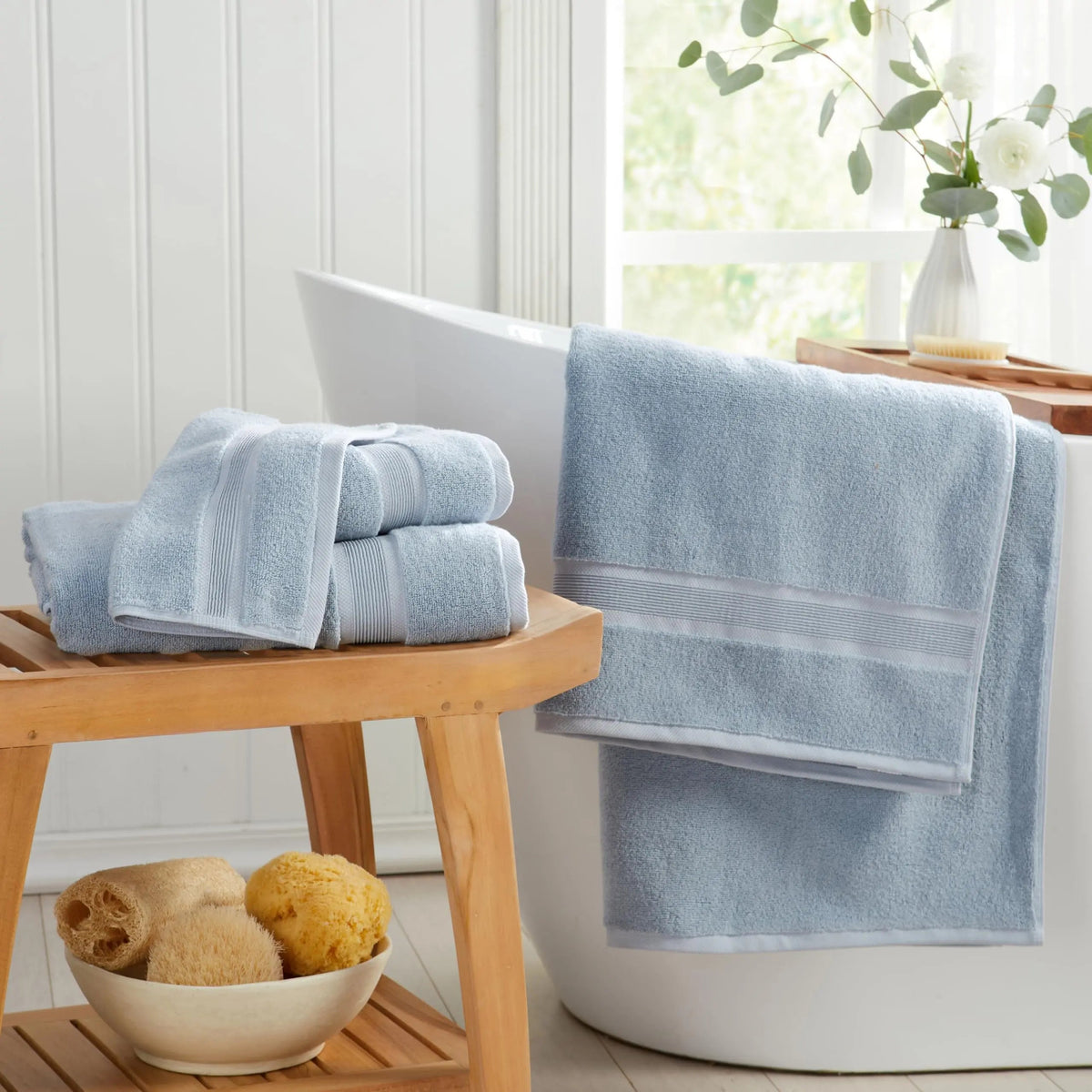 Settle Cotton Washcloth Set of 3 Diamond Dobby Trim