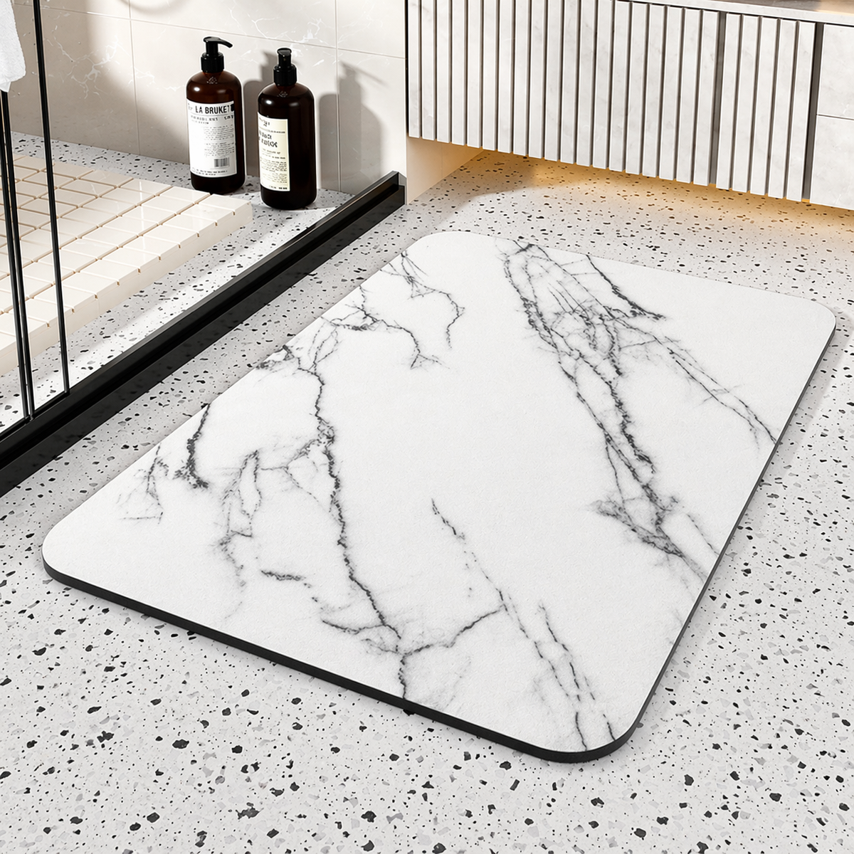 Filey Quick Dry Diatom Bath Mat Non-Slip Marble Effect