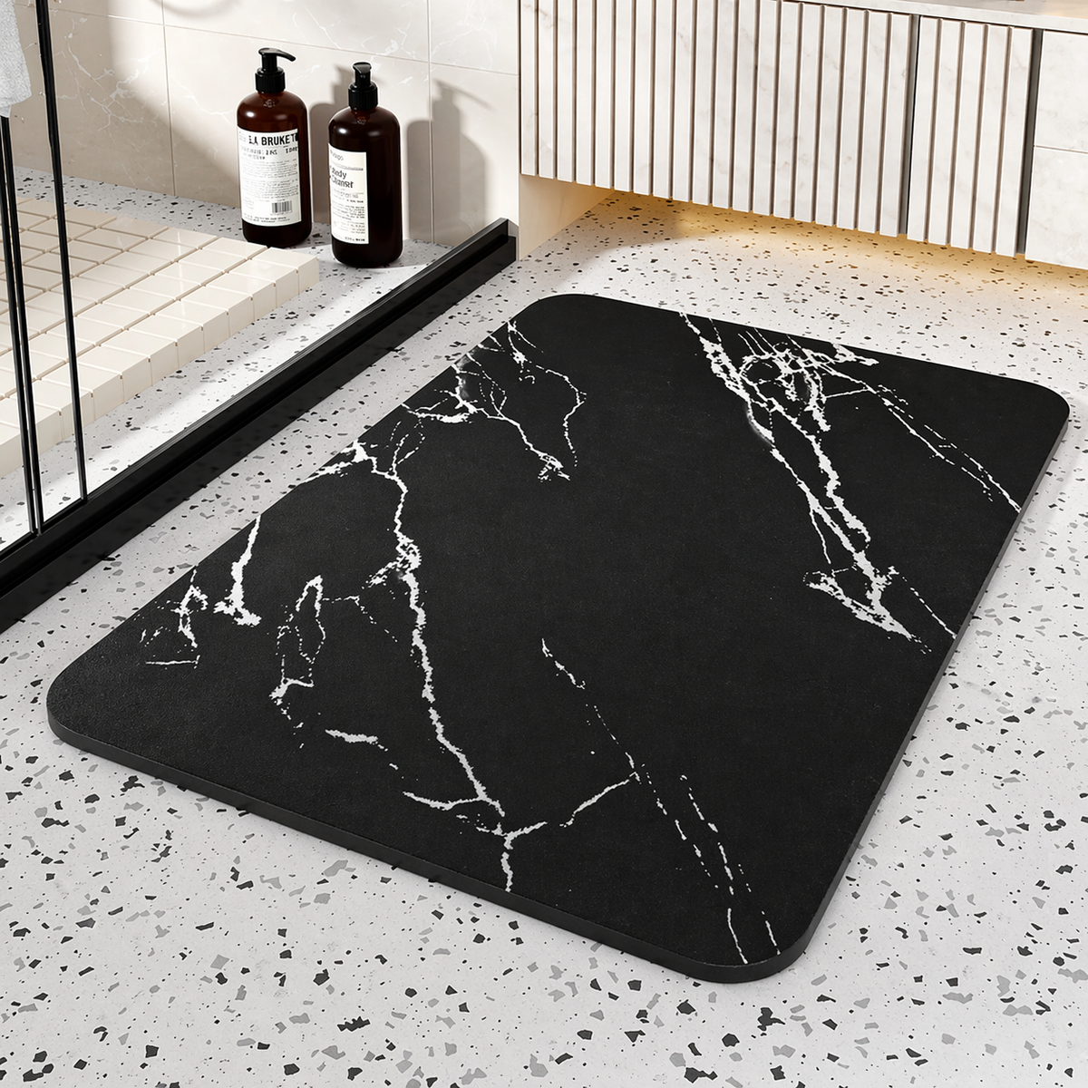 Filey Quick Dry Diatom Bath Mat Non-Slip Marble Effect