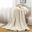 Kingsand Ruched Faux Fur Throw Blanket Double Sided