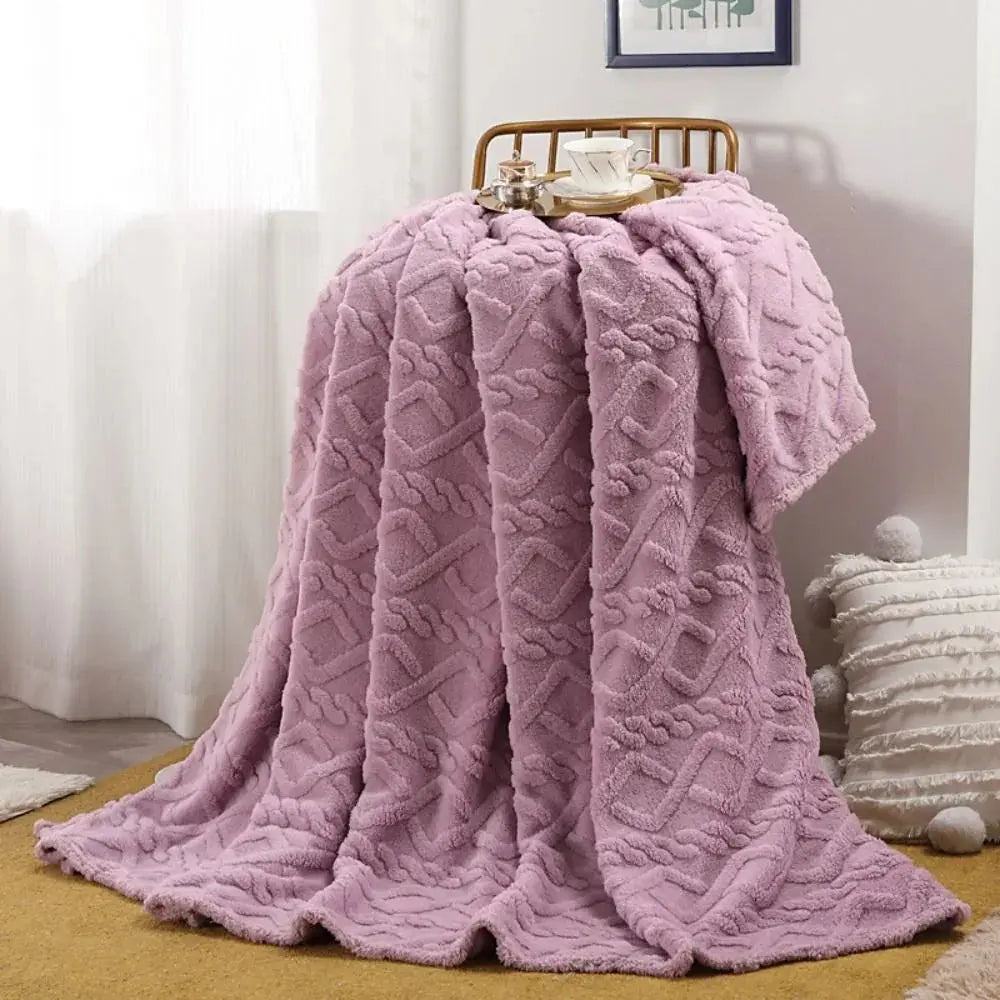 Kingsand Ruched Faux Fur Throw Blanket Double Sided