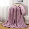 Kingsand Ruched Faux Fur Throw Blanket Double Sided